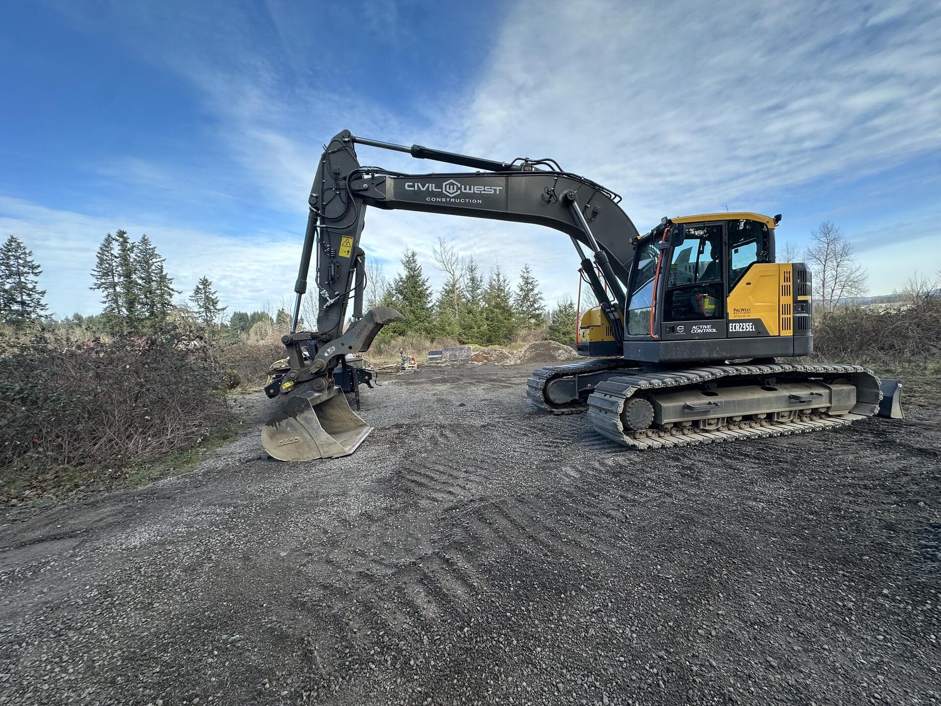 Civil West excavator on site
